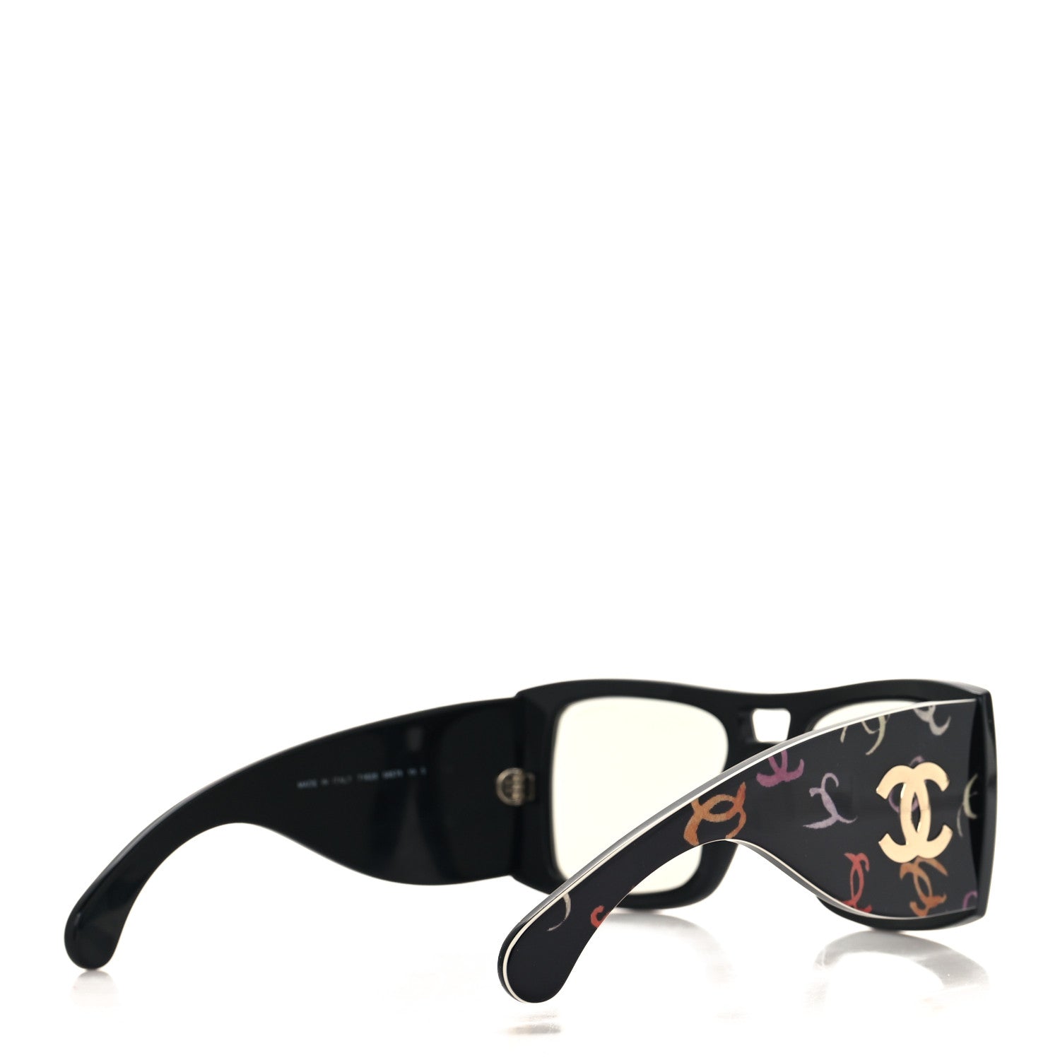Chanel Acetate CC Logo Square Sunglasses 71628 Black Multicolor 4 of 7