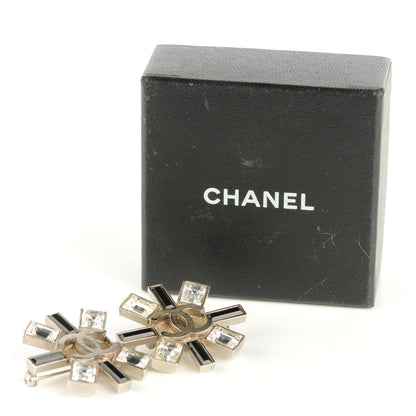 Chanel Baguette Crystal CC Brooch Silver Black 4 of 5