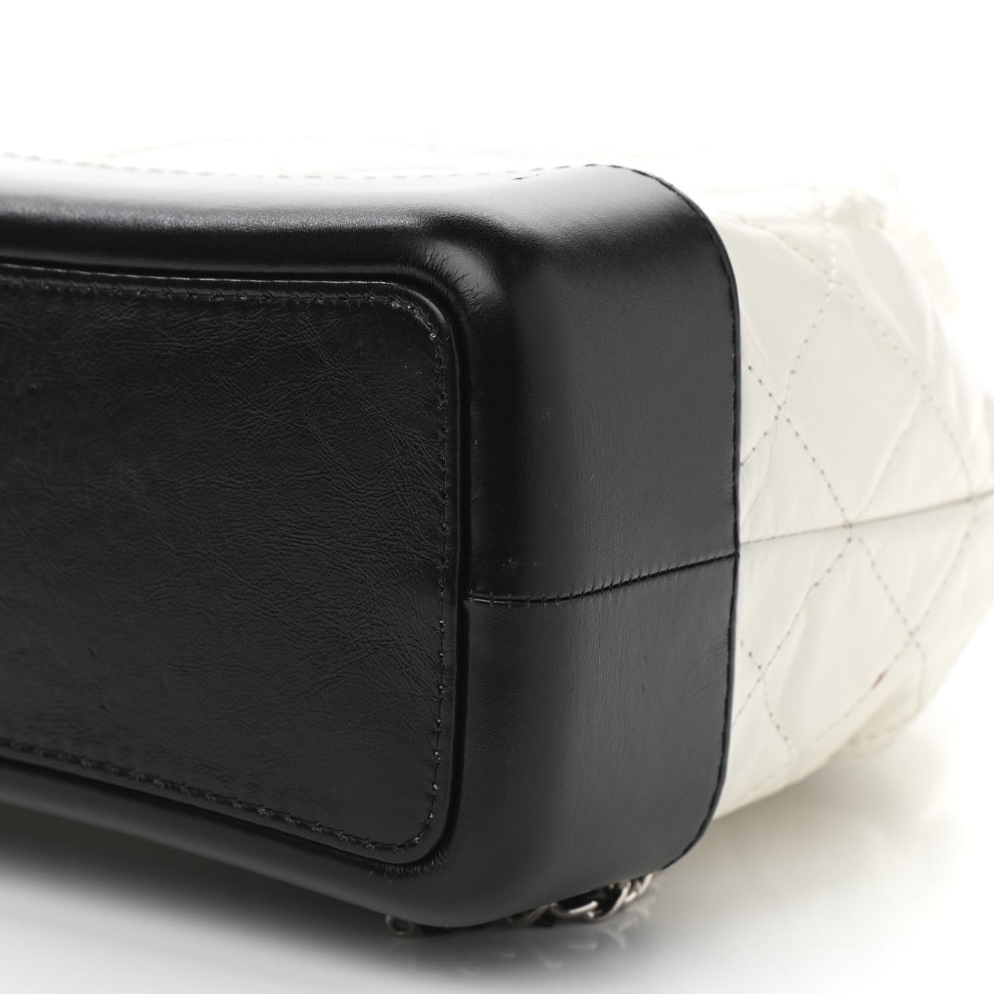Aged Calfskin Quilted Gabrielle Backpack Black White