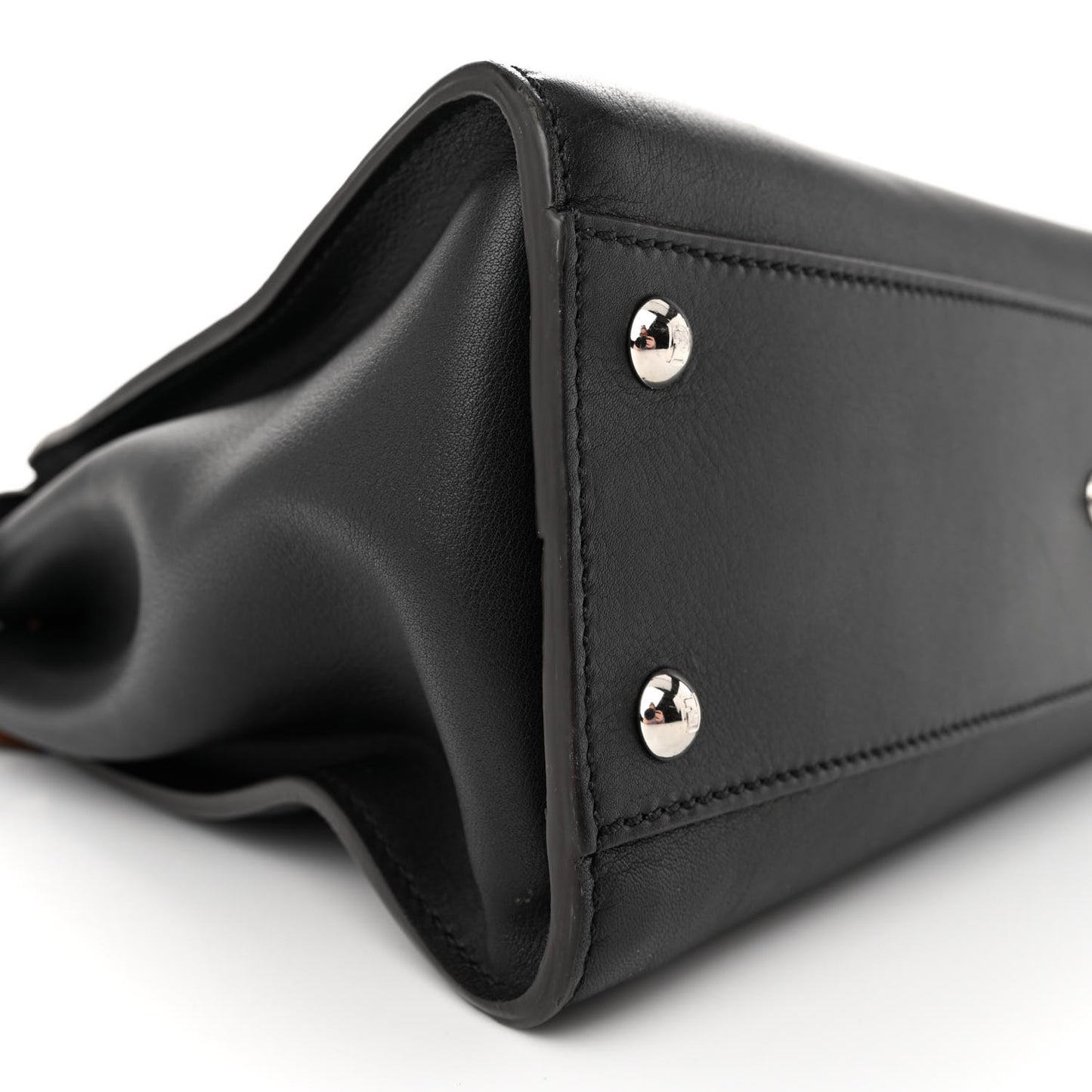 Vitello Seta Nappa Ribbon Medium Peekaboo Iconic Satchel Black Corteccia