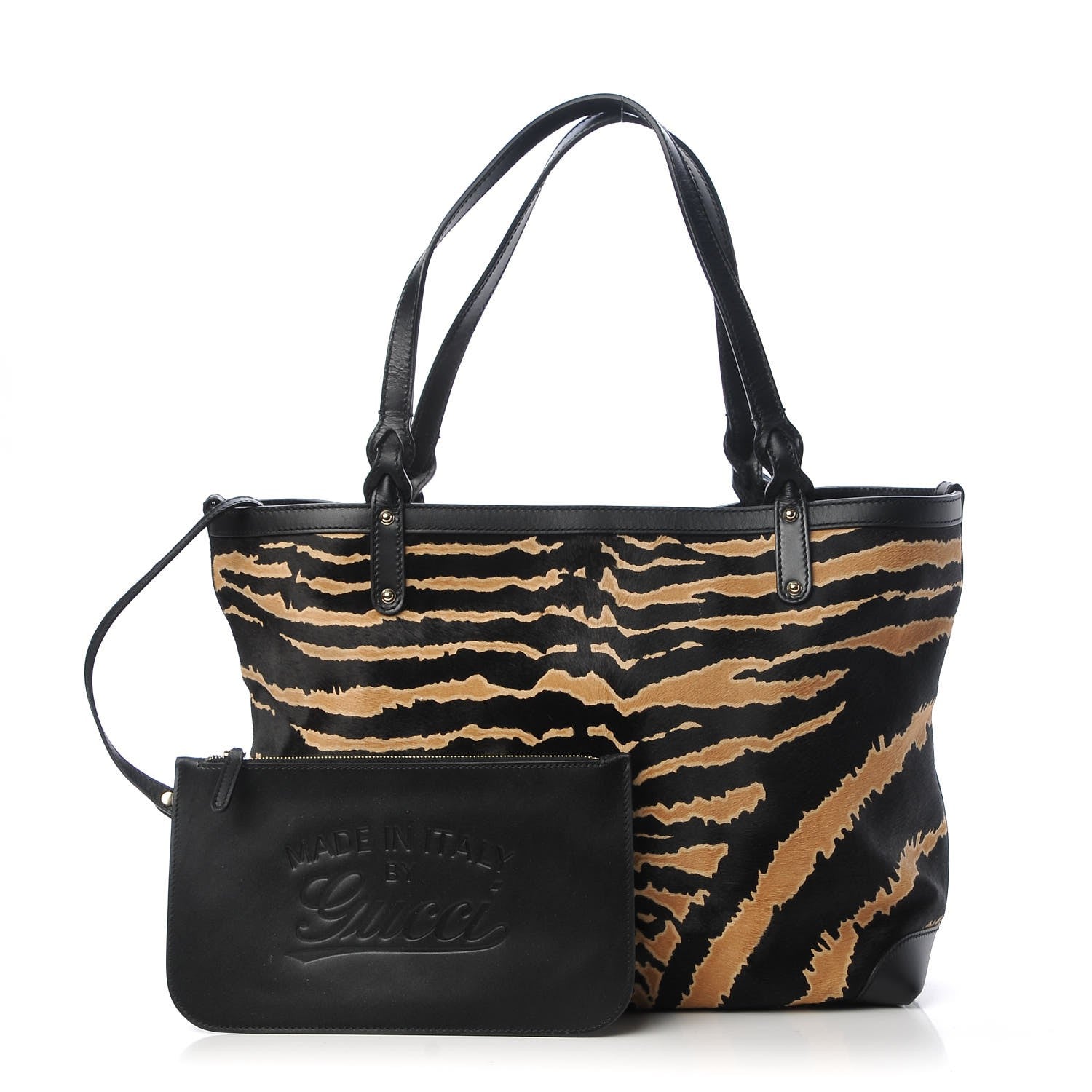 Gucci Calf Hair Zebra Print Medium Craft Tote Black 3 of 10