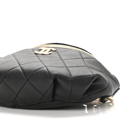 Chanel Lambskin Quilted Resin Bi-Color Waist Bag Fanny Pack Black 10 of 10
