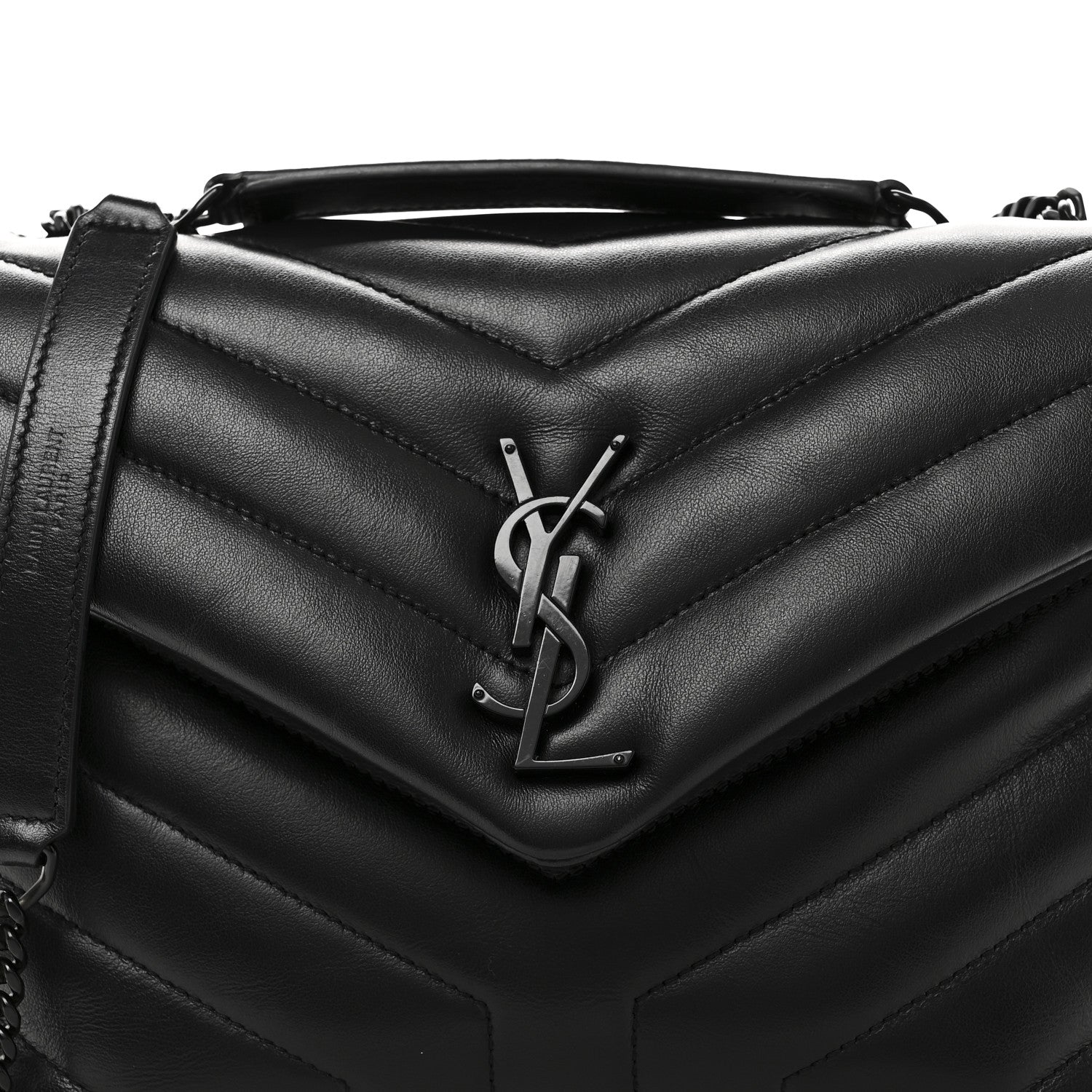 Saint Laurent Calfskin Y Quilted Monogram Monochrome Small Loulou Chain Satchel Black 8 of 10