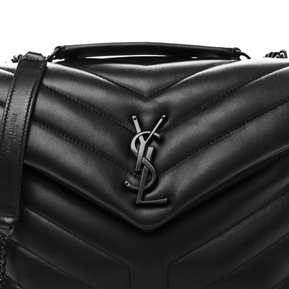 Saint Laurent Calfskin Y Quilted Monogram Monochrome Small Loulou Chain Satchel Black 8 of 10