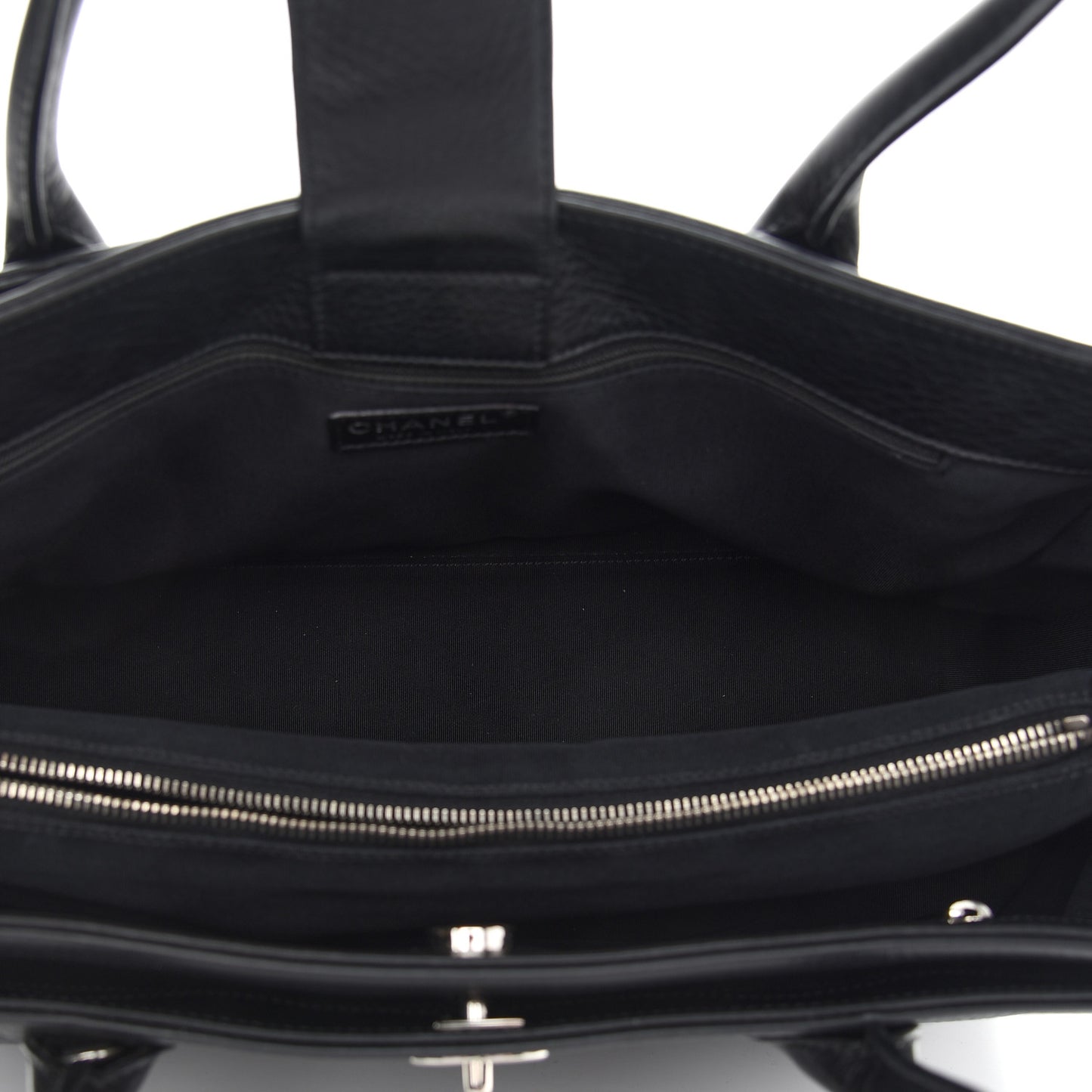 Calfskin Cerf Executive Shopper Tote Black