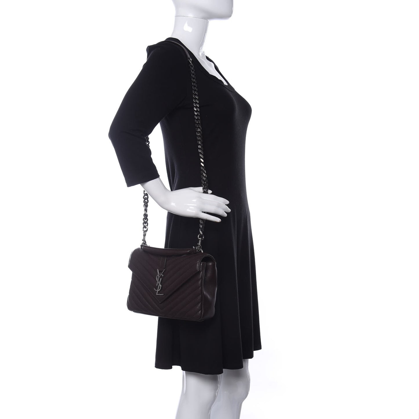 Lambskin Matelasse Chevron Monogram Medium College Bag Faggio