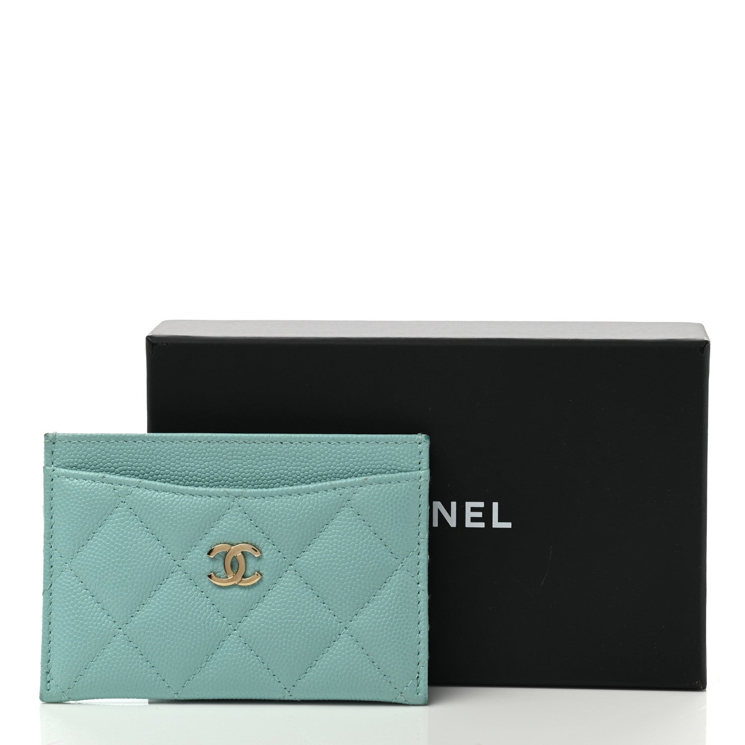 Chanel Caviar Quilted Card Holder Light Blue 9 of 9