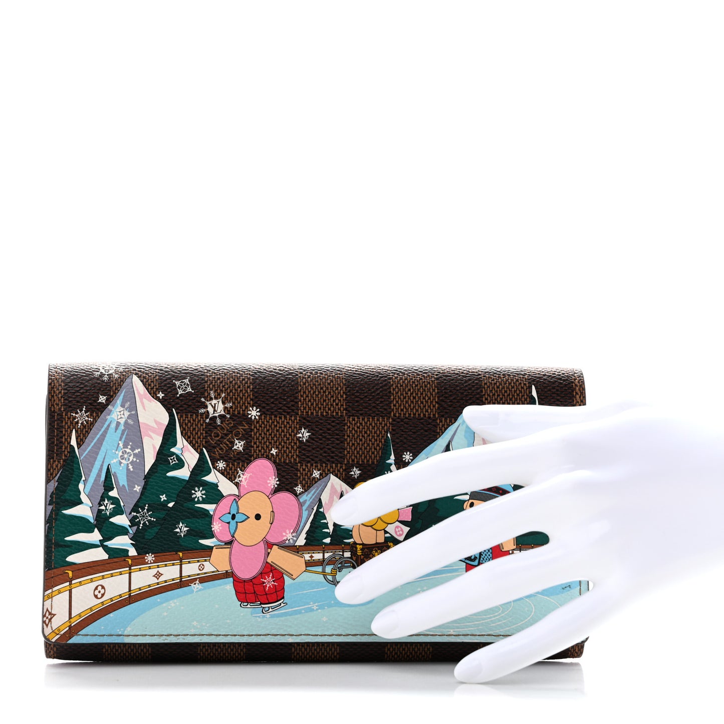 Damier Ebene 2023 Christmas Animation Ice Skating Sarah Wallet Pink