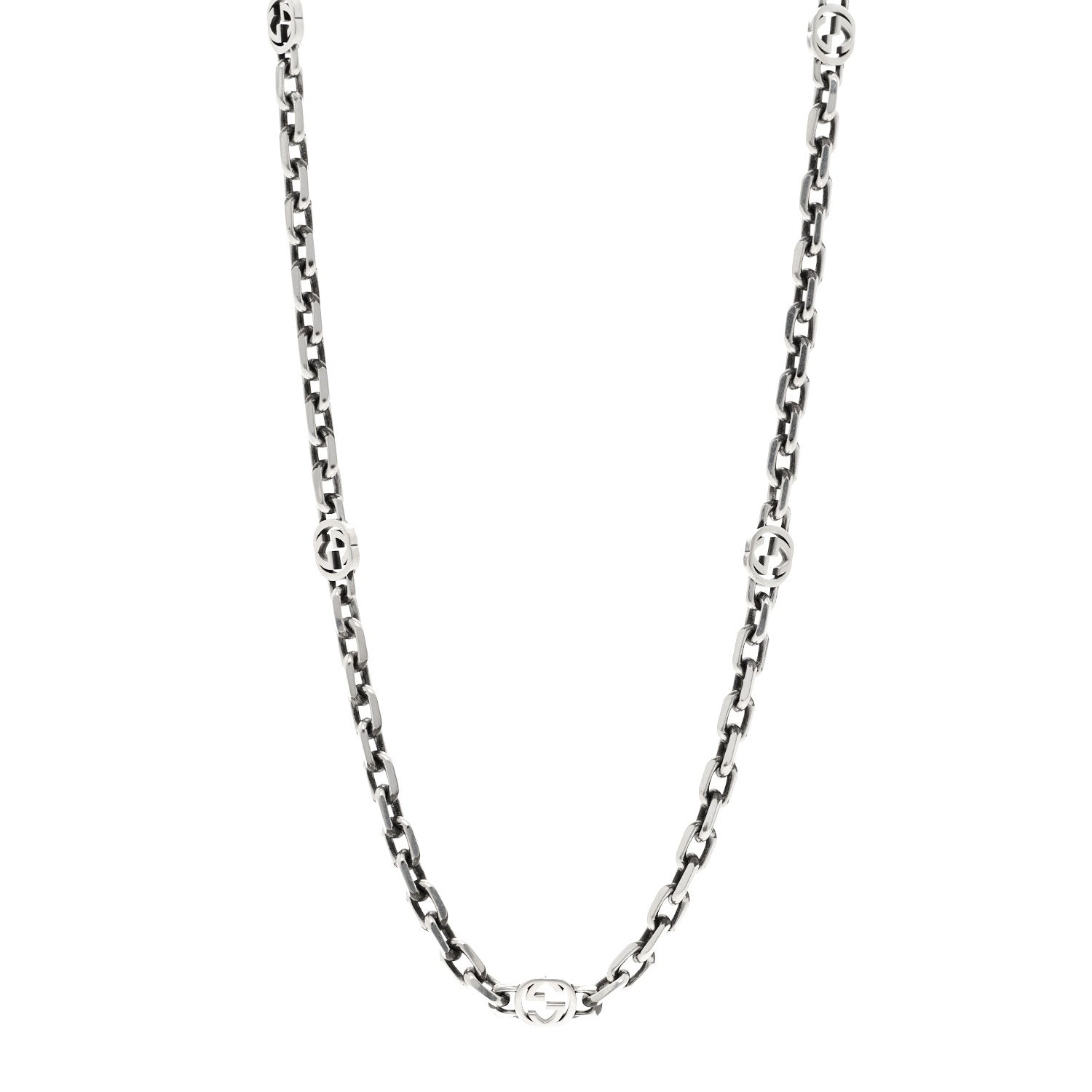 Gucci Sterling Silver Interlocking GG Chain Necklace 1 of 4