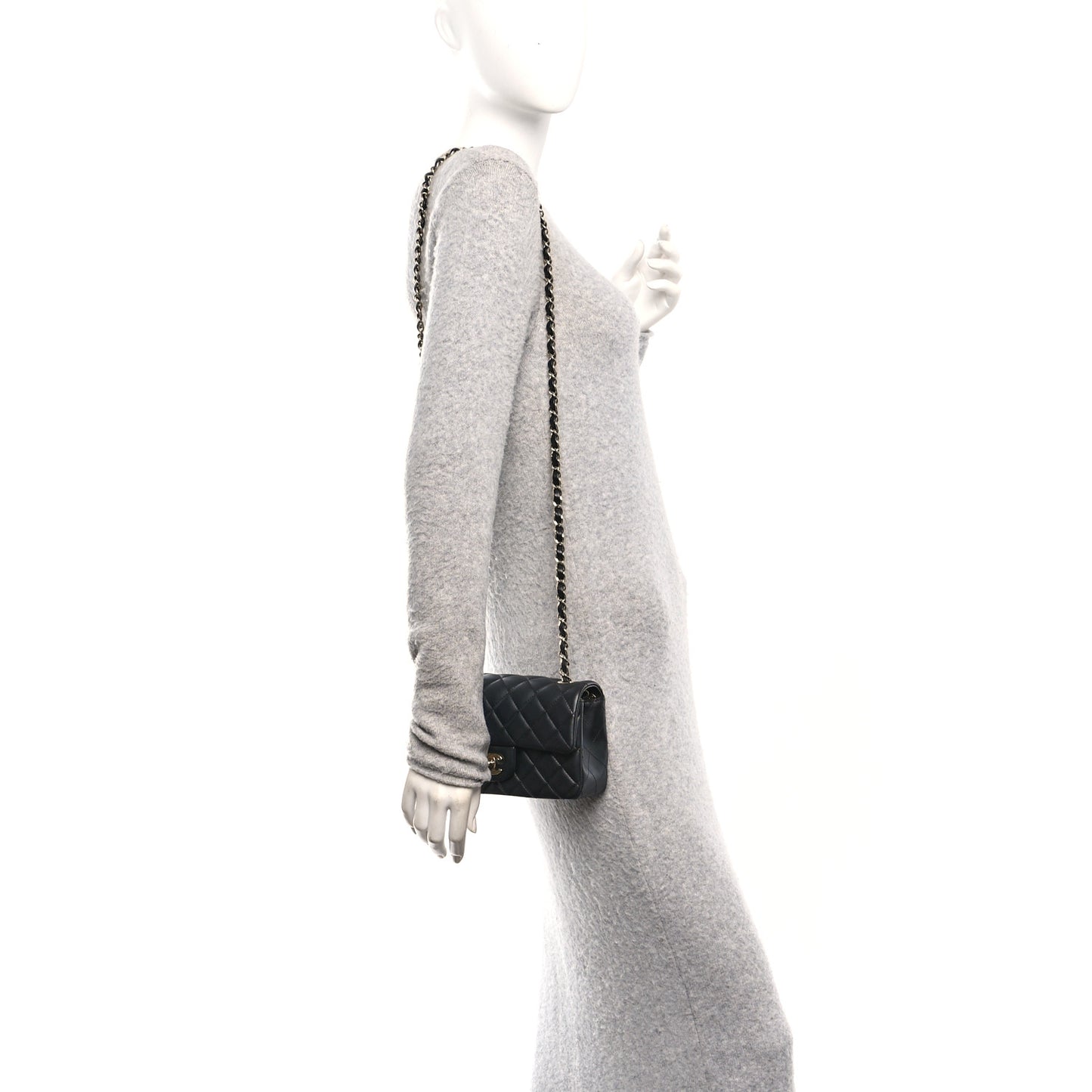 Lambskin Quilted Mini Rectangular Flap Black