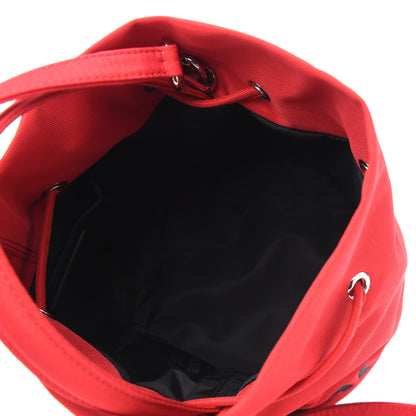 Balenciaga Recycled Sport Nylon Logo Embroidered Wheel Drawstring Bucket Bag XS Bright Red Black 6 of 11