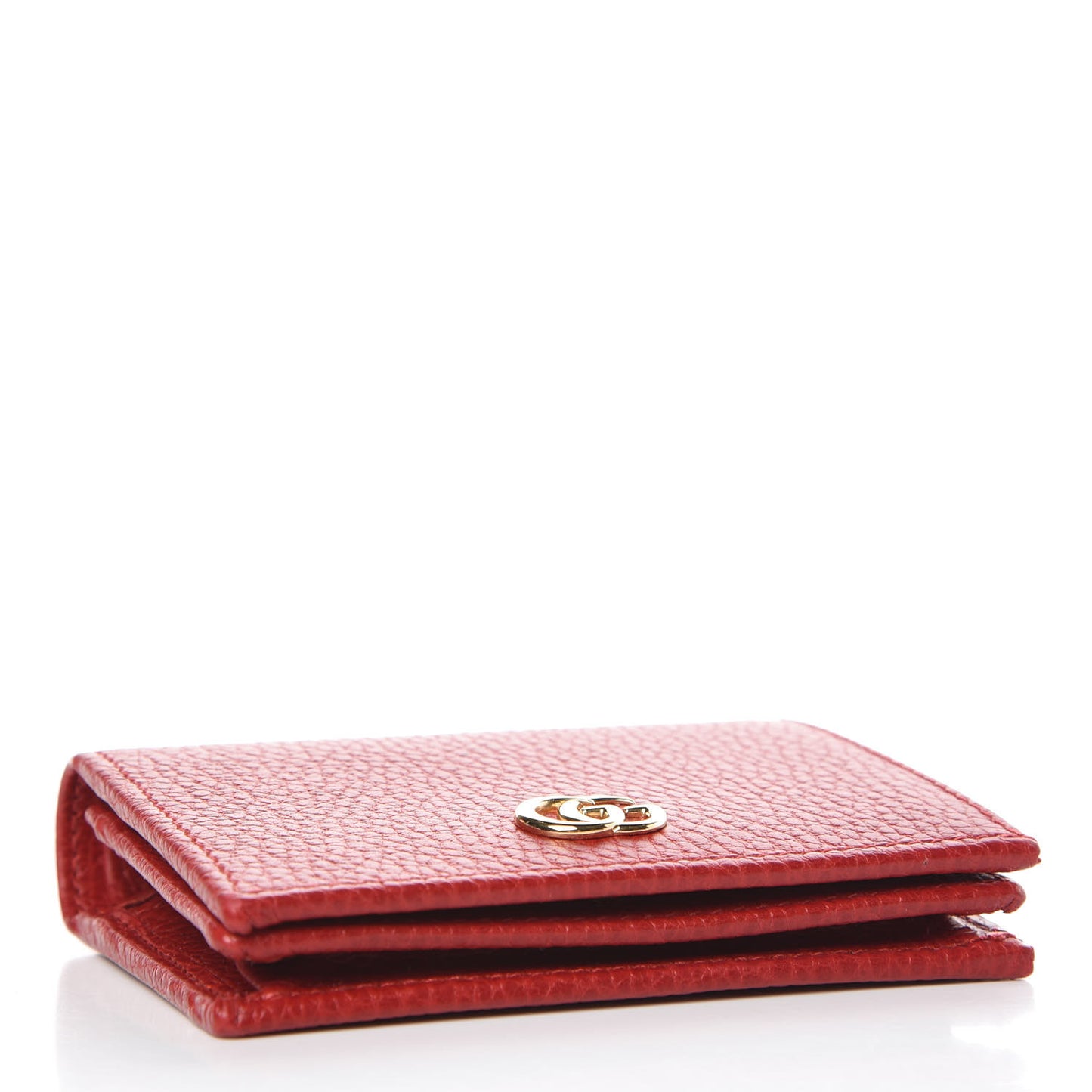Pebbled Calfskin GG Marmont Card Case Hibiscus Red