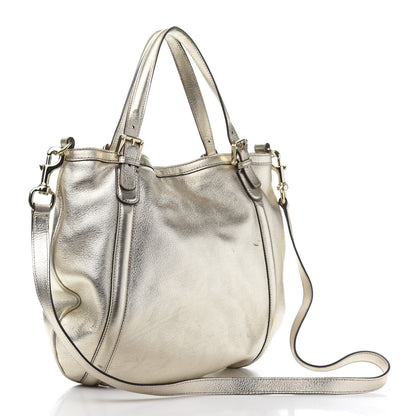Gucci Metallic Calfskin Medium Britt Tote Platinum 3 of 13