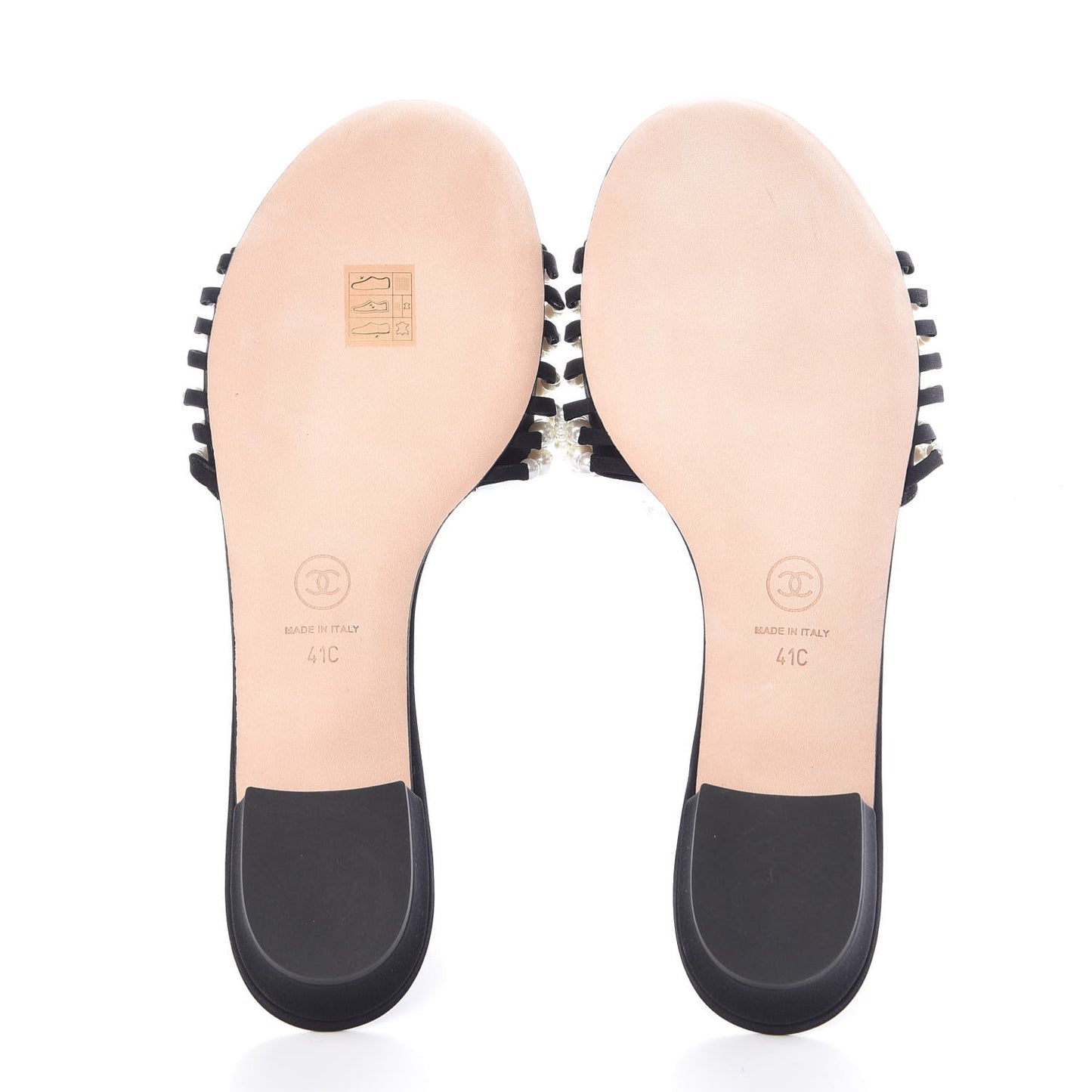 Felt Pearl Flat Sandals 41 Black
