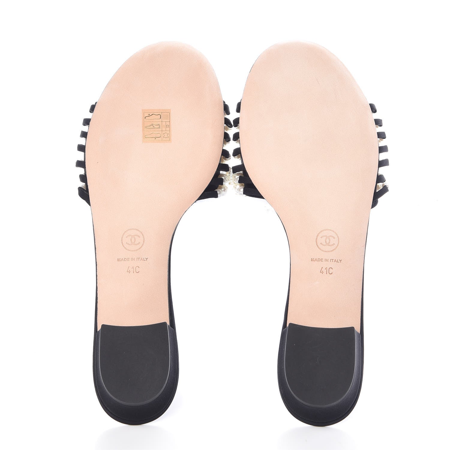 Chanel Felt Pearl Flat Sandals 41 Black 4 of 7