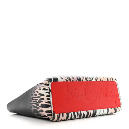 Christian Louboutin Calfskin Degrade Leopard Print Spikes East West Cabata Tote Black Multi 5 of 11