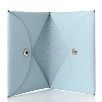 Hermes Epsom Calvi Card Case Bleu Zephyr 5 of 7