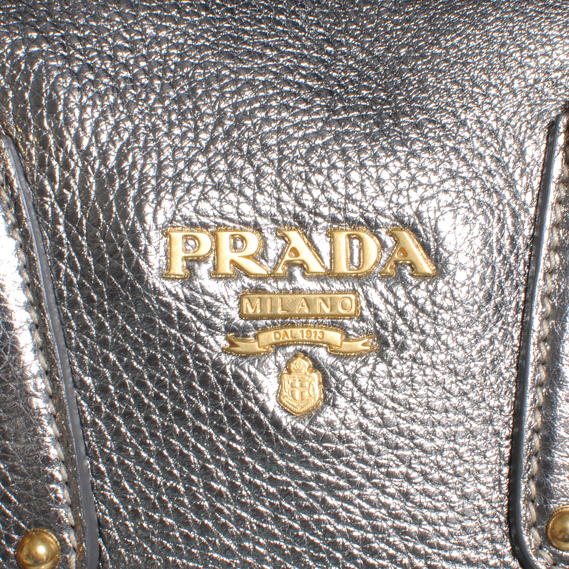 Prada Vitello Daino Shoulder Bag Acciaio 7 of 11
