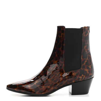 Saint Laurent Patent Tartaruga Chelsea Boots 37 Manto Naturale 1 of 10