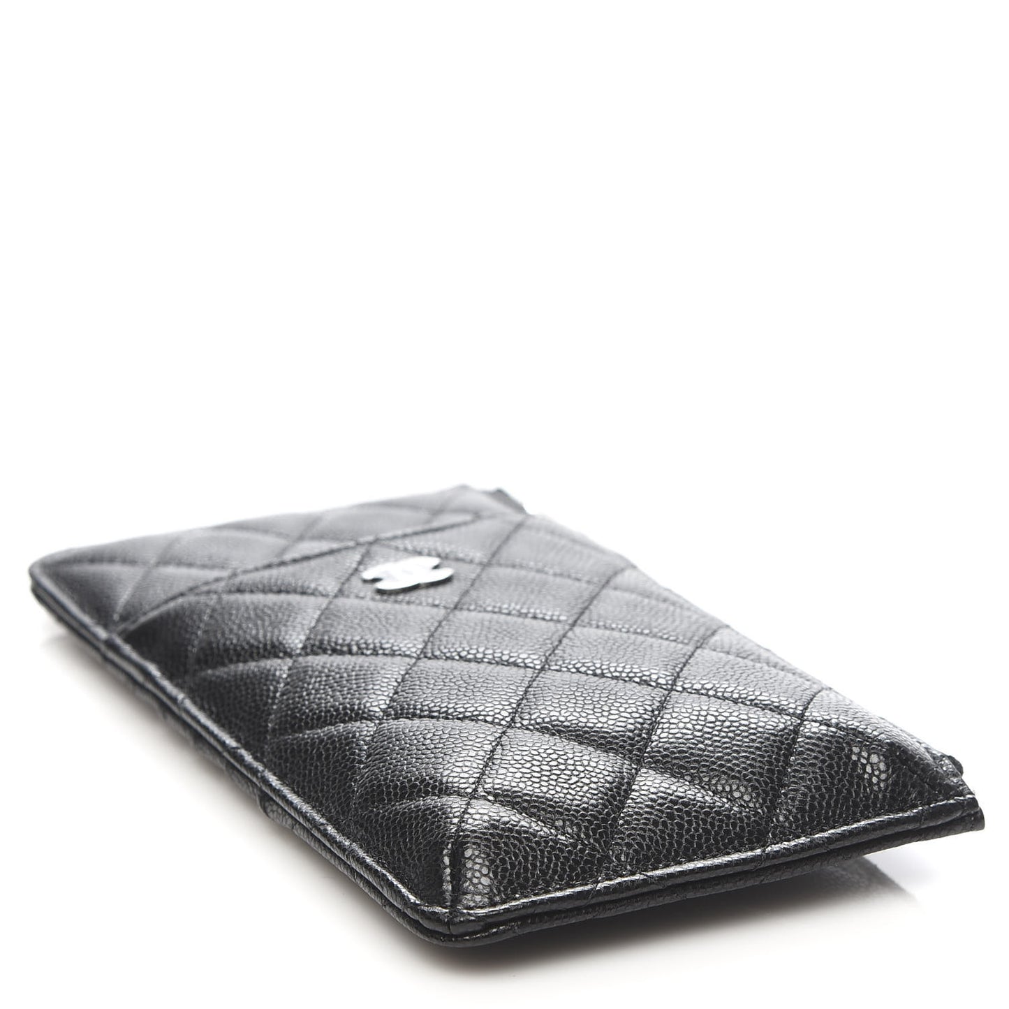 Caviar Quilted Classic Flat Wallet Pouch Black