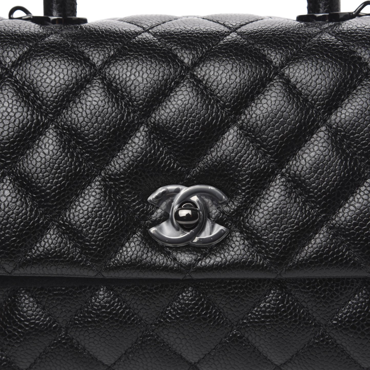 Caviar Quilted Mini Coco Handle Flap So Black