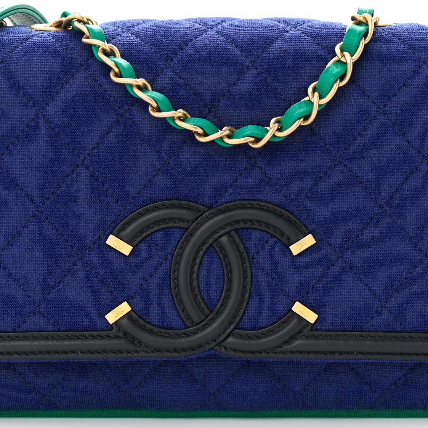 Jersey Quilted Small CC Filigree Flap Blue Green