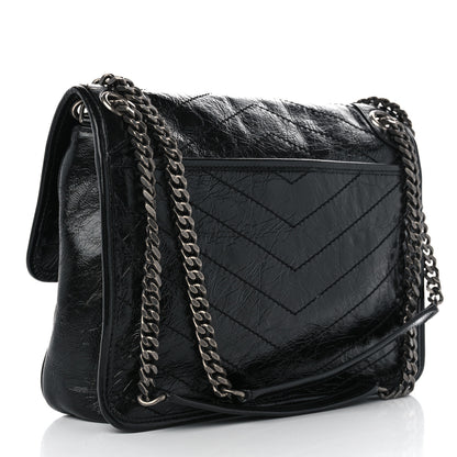 Saint Laurent Crinkled Calfskin Matelasse Monogram Medium Niki Chain Satchel Black 3 of 10