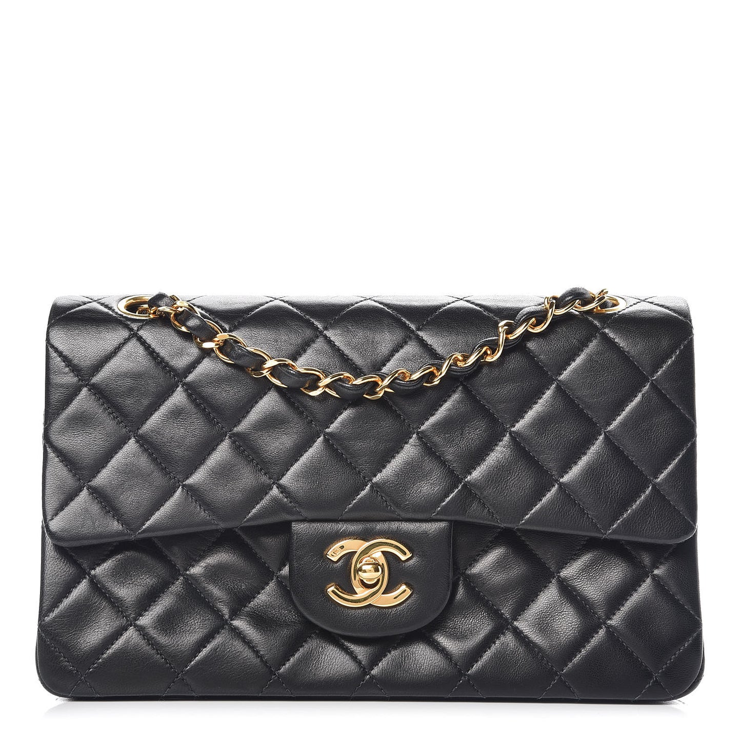 Lambskin Quilted Small Double Flap Black