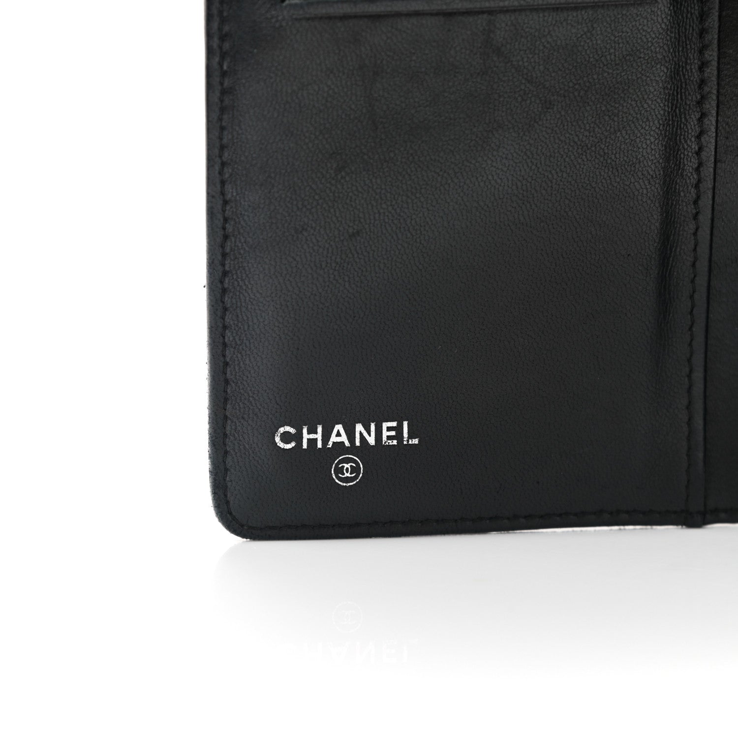 Chanel Lambskin Camellia Embossed Yen Wallet Black 10 of 13