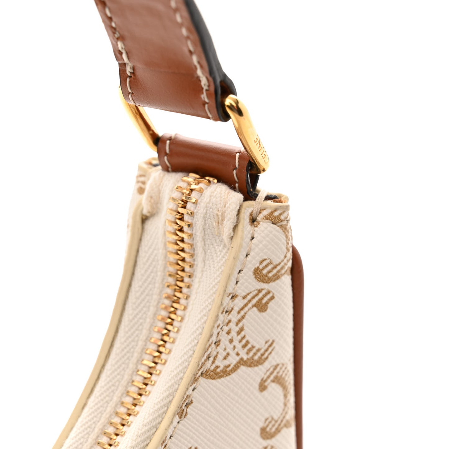 Canvas Calfskin Ava Triomphe Shoulder Bag White
