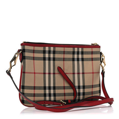 Burberry Horseferry Check Crossbody Clutch Bag Parade Red 2 of 12