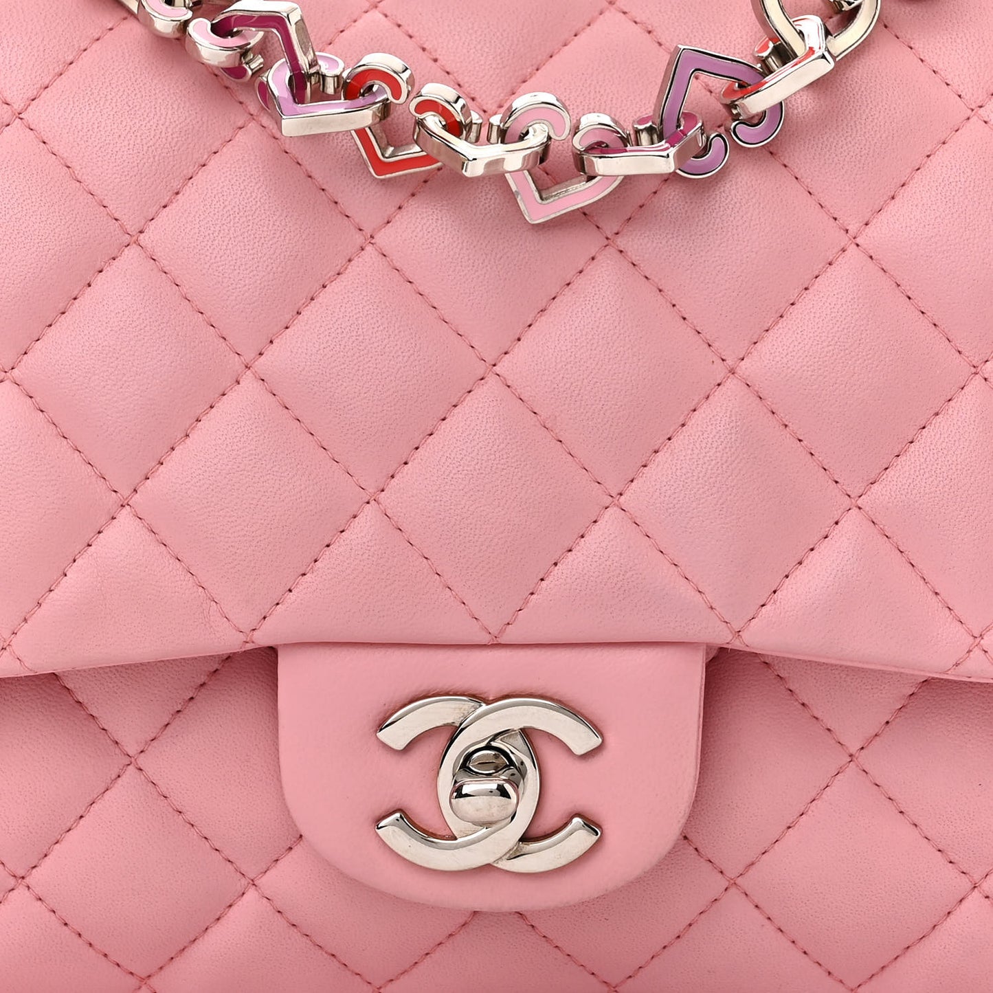 Lambskin Medium Heart Valentine Flap Pink