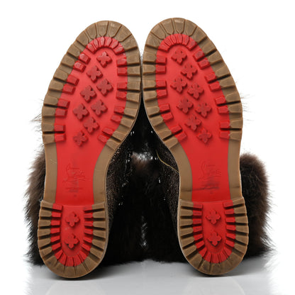 Christian Louboutin Metallic Specchio Fanny Flat Fur Boots 38 Roche 5 of 7
