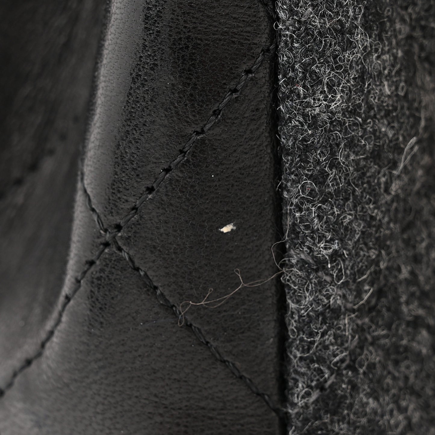 Lambskin Felt Quilted Small Single Flap With Pouch Grey Black