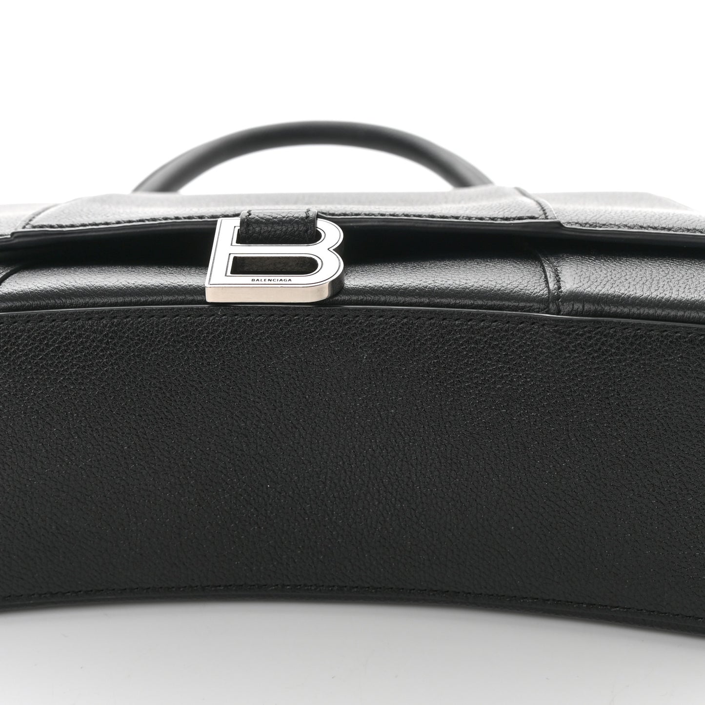 Grained Calfskin Medium Hourglass Top Handle Bag Black