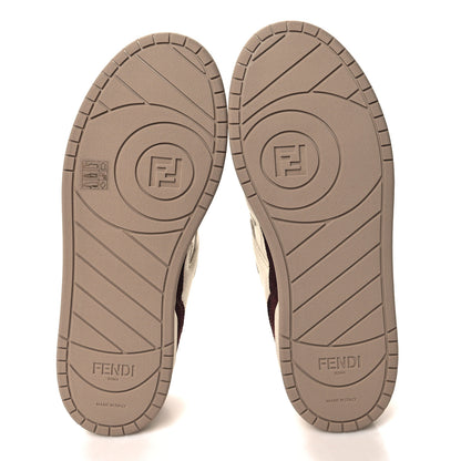 Fendi Grained Calfskin Mens Fendi Match Low Top Sneakers 7 White Burgundy Amber 5 of 8