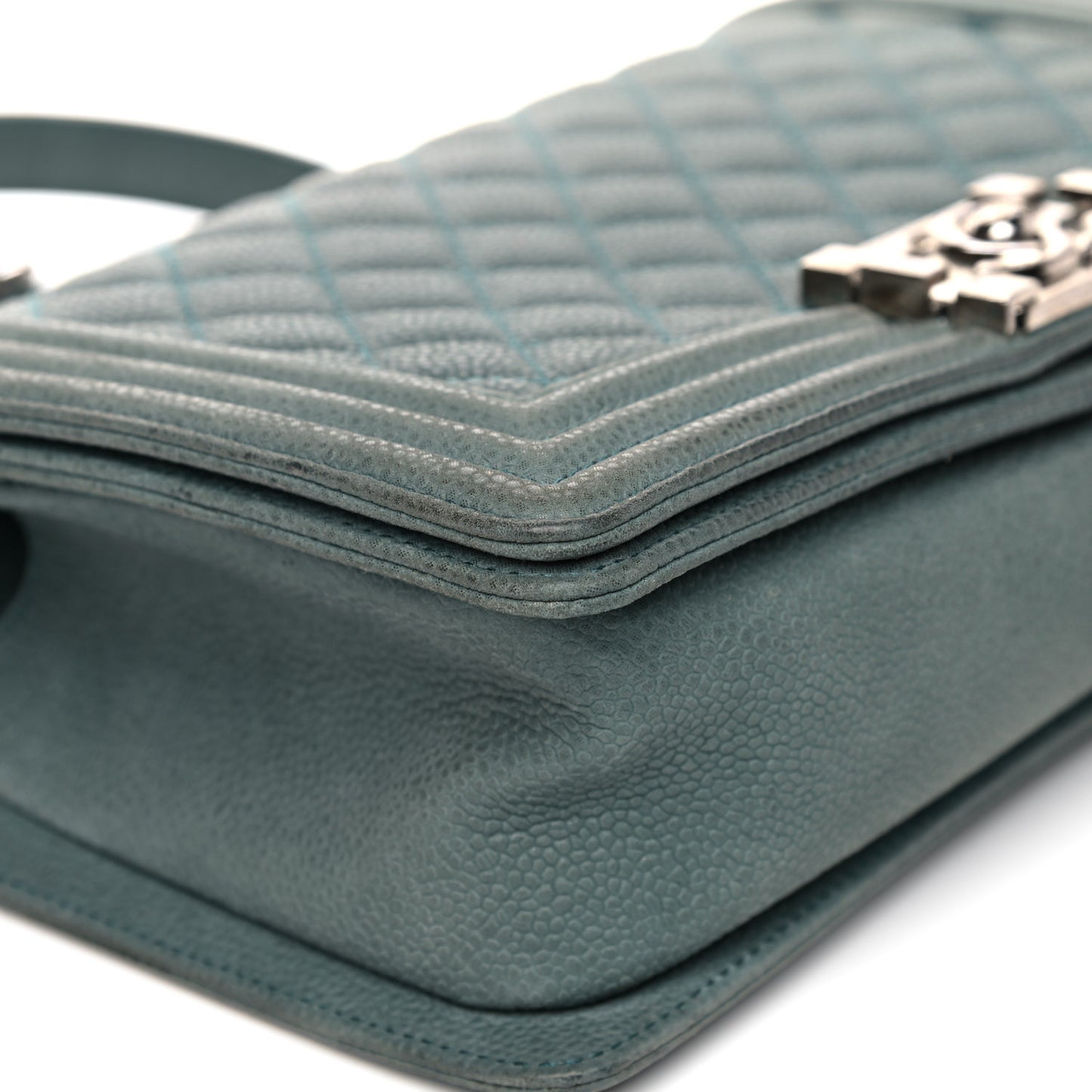 Caviar Quilted Medium Boy Flap Vert Fonce