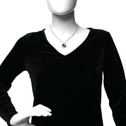 Chanel Resin Cambon Necklace Pink Black 2 of 5