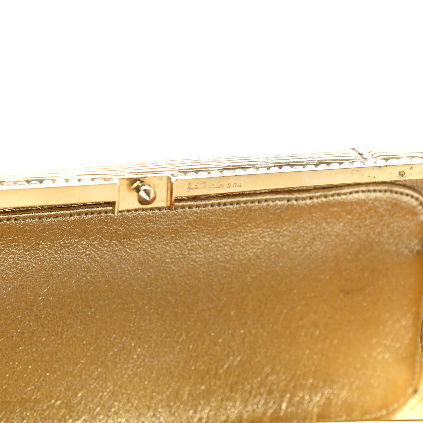 Crystal Minaudiere Clutch Gold