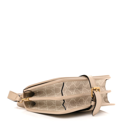 Gucci GG Supreme Monogram Textured Dollar Calfskin Mini Retro Interlocking G Flap Shoulder Bag Beige Mystic White Oatmeal 4 of 11