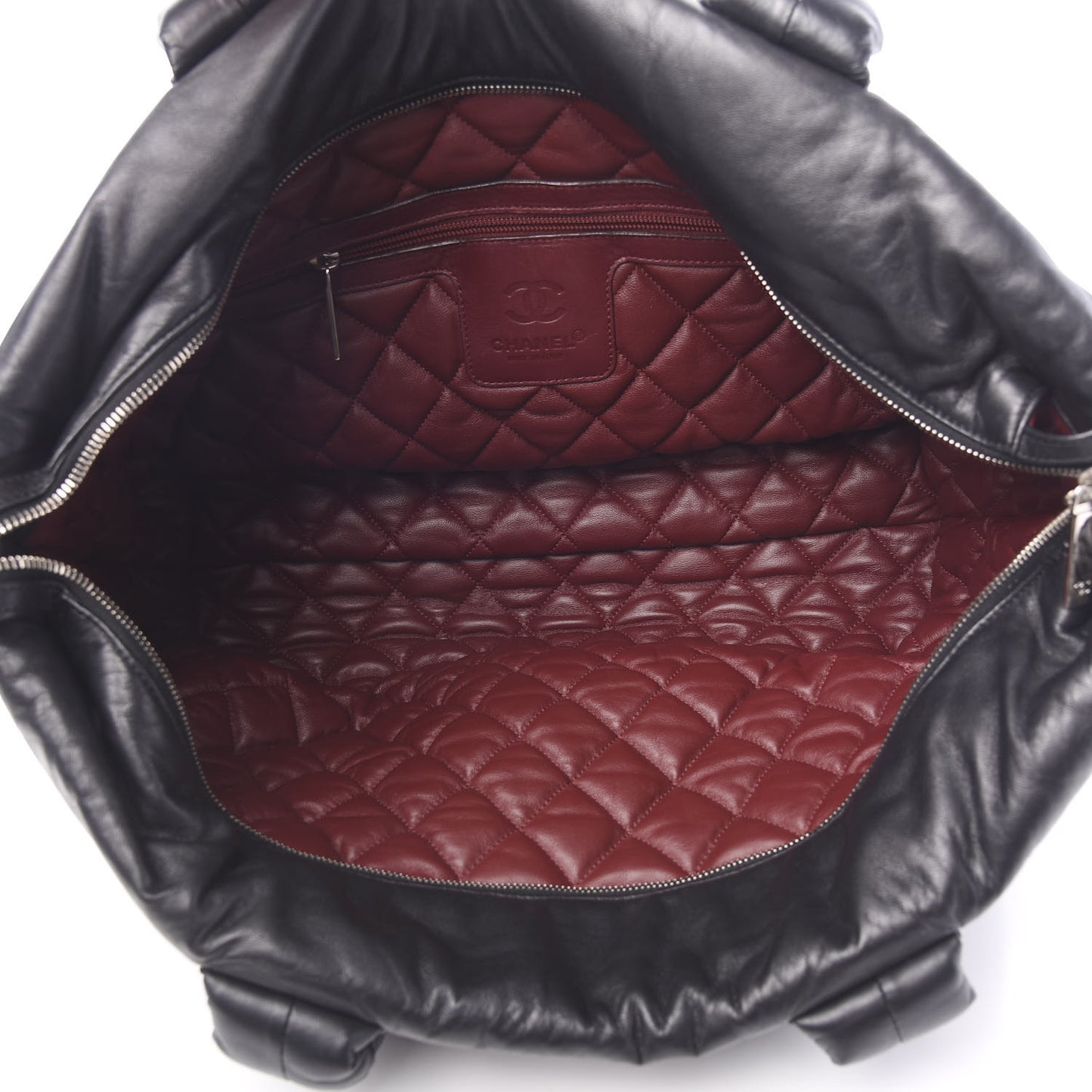 Lambskin Quilted Medium Coco Cocoon Reversible Tote Black