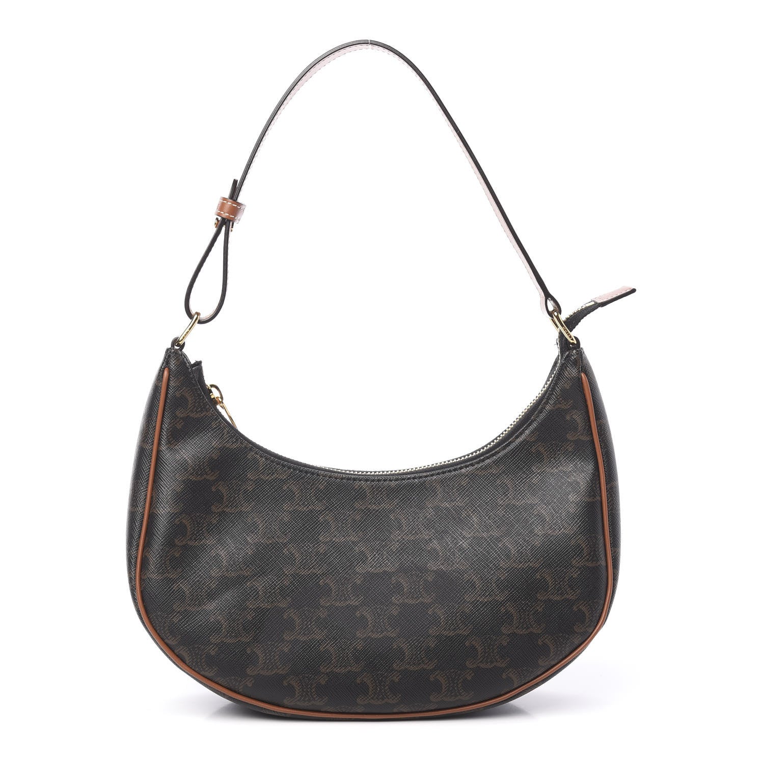 Celine Triomphe Canvas Calfskin Ava Shoulder Bag Tan 1 of 12