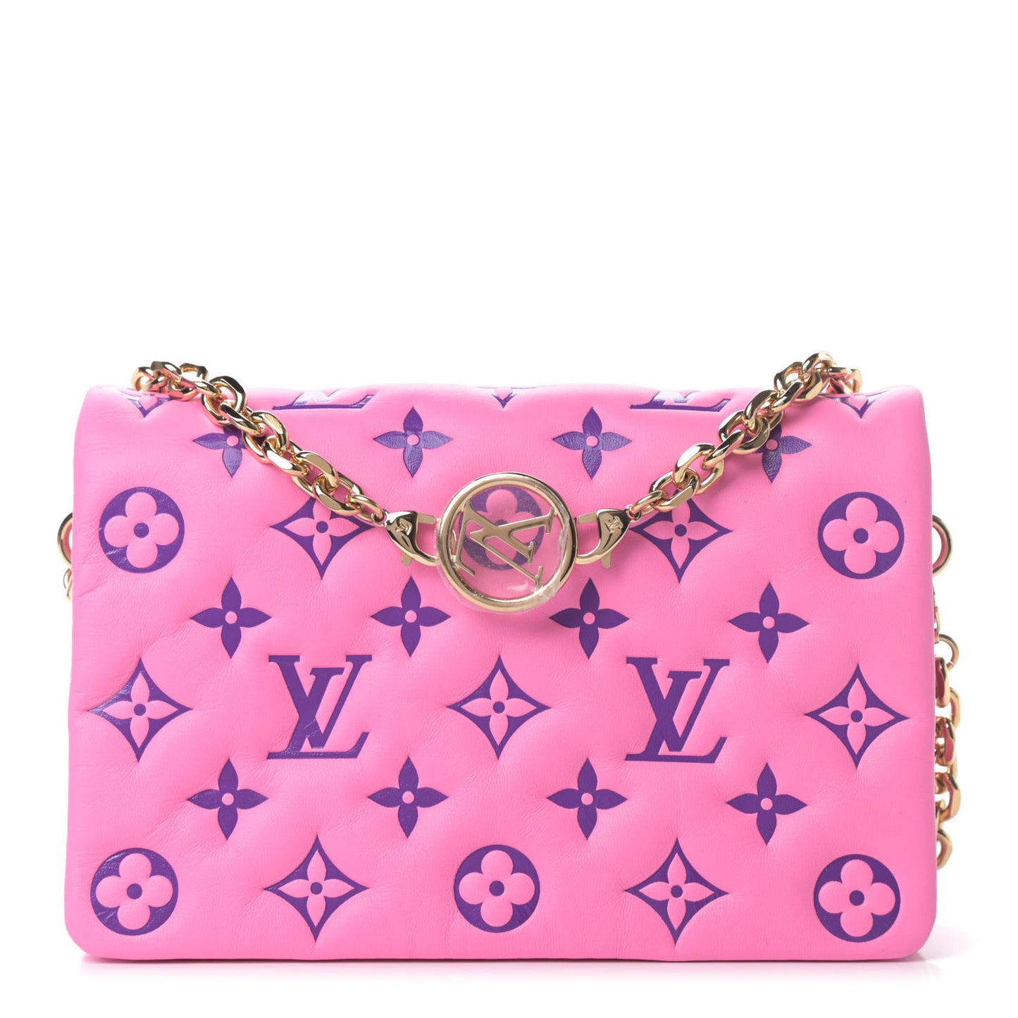 Lambskin Embossed Monogram Vuittamins Pochette Coussin Rose Violet