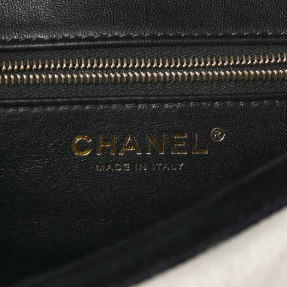 Chanel Shearling Checkered Flap Bag Black White 6 of 11