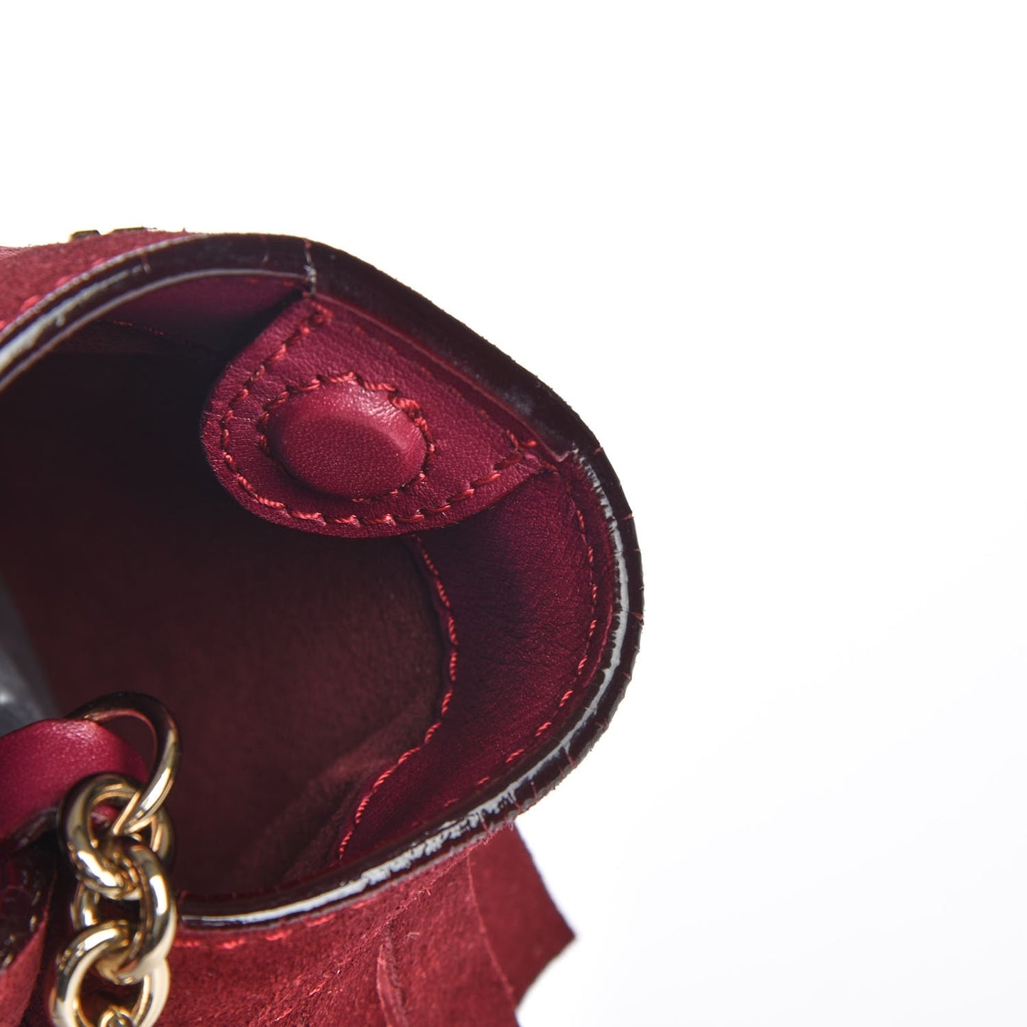 Suede Fringe Baby Bucket Bag Cherry