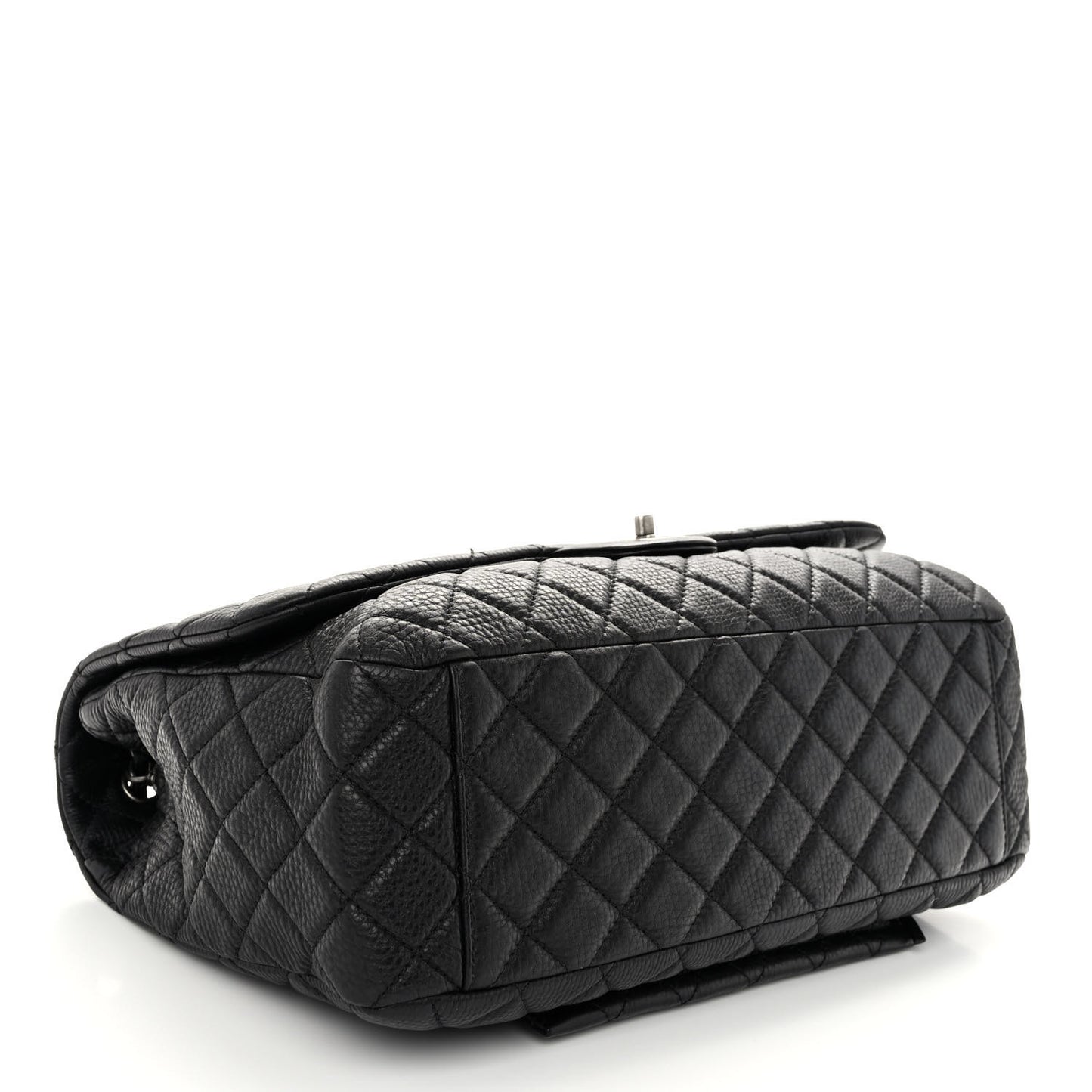 Calfskin Quilted Small XXL Travel Flap Bag Black