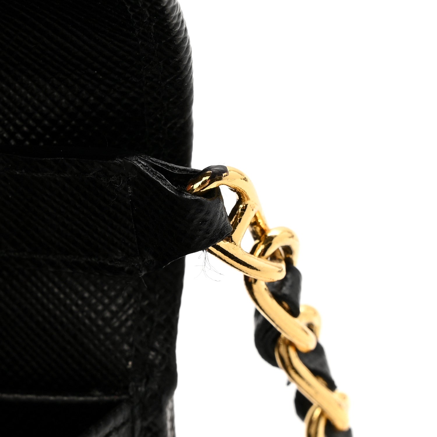 Prada Saffiano Metal Oro Chain Wallet Black 13 of 14
