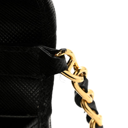 Prada Saffiano Metal Oro Chain Wallet Black 13 of 14