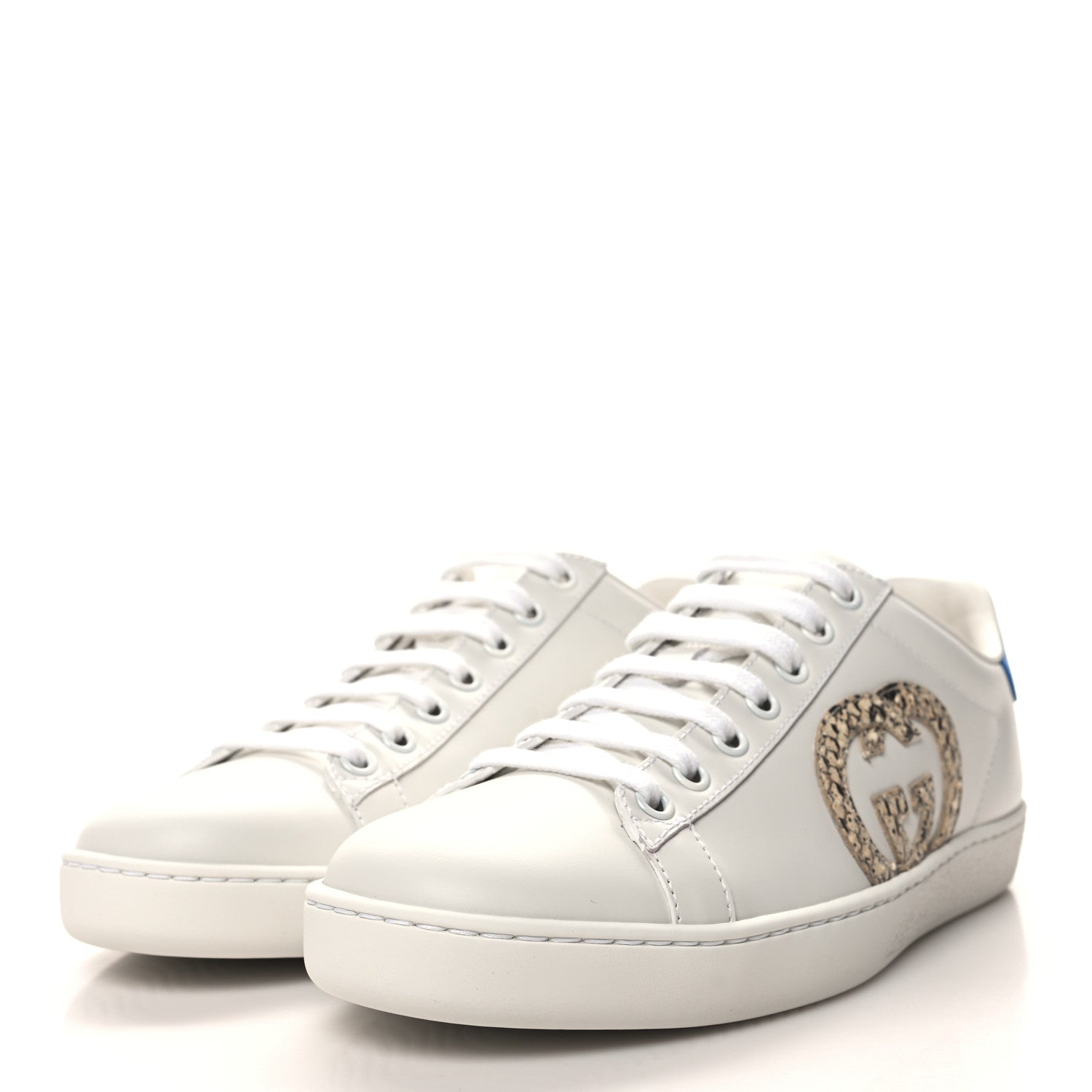 Gucci Calfskin Miro Soft Snakeskin Womens Ace Sneakers 36.5 White 3 of 9