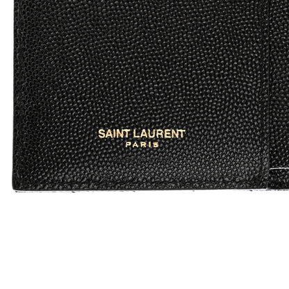 Saint Laurent Grain De Poudre Matelasse Chevron Monogram Zipped Card Case Black 7 of 10